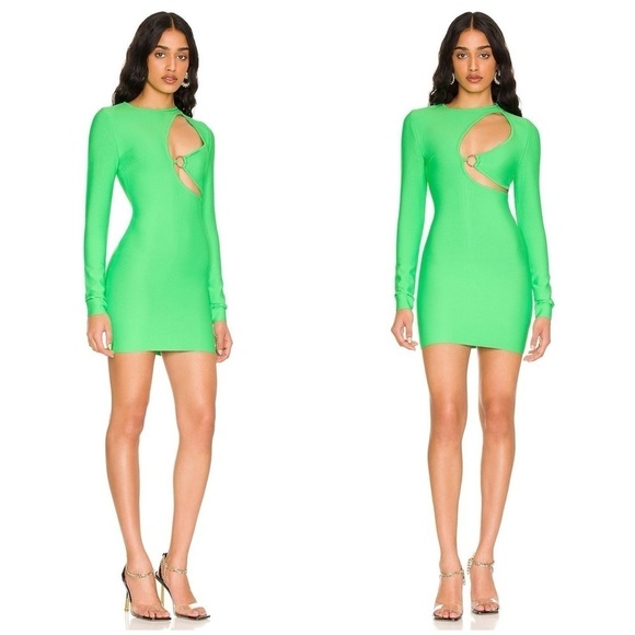 SUPERDOWN Sasha Bandage Mini Dress In Bright Green - Picture 1 of 4
